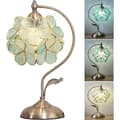 Miniatyrbillede 1 af 9: OBOSOE Tiffany Style Bordlampe med Glasblomster og Messing Base – Elegant Skrivebordslampe