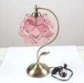 Miniatyrbillede 7 af 10: OBOSOE Tiffany Style Bordlampe med Glasblomster og Messing Base – Elegant Skrivebordslampe
