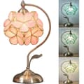 Miniatyrbillede 1 af 10: OBOSOE Tiffany Style Bordlampe med Glasblomster og Messing Base – Elegant Skrivebordslampe