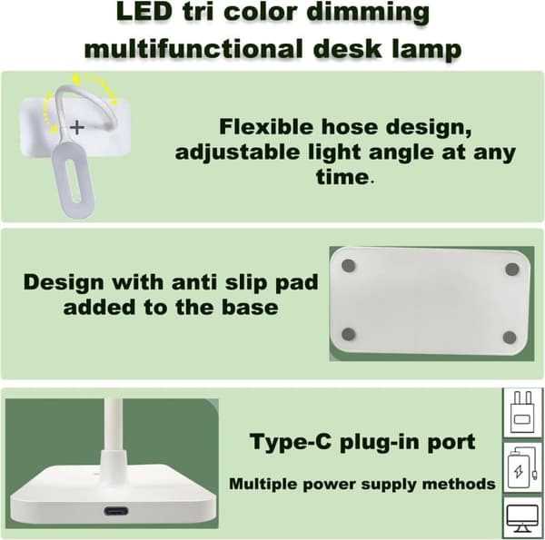 Bomclap 2-pak bordlampe/skrivebordslamper med trådløs hurtig opladning – berøringskontrol, 3 lystilstande LED-pære