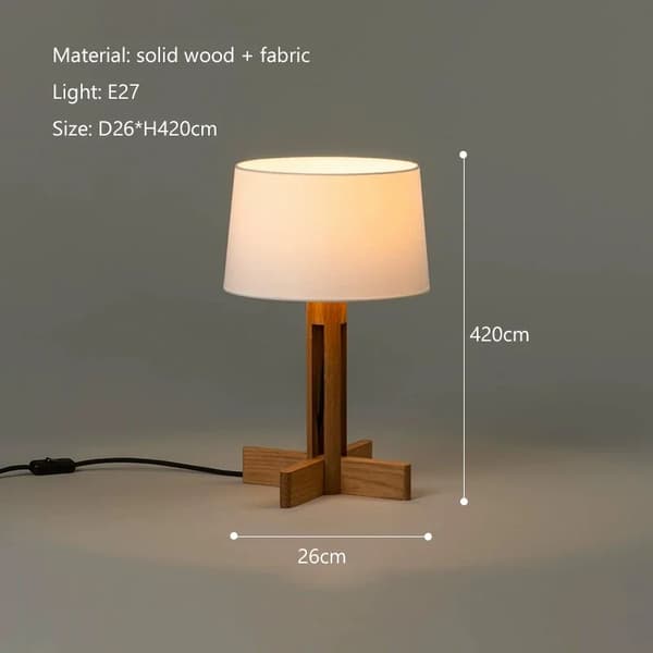 Golvlampa, Massivt trä, Tygskärm, E27 Ljuskälla,A