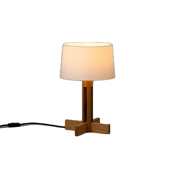 Golvlampa, Massivt trä, Tygskärm, E27 Ljuskälla,A