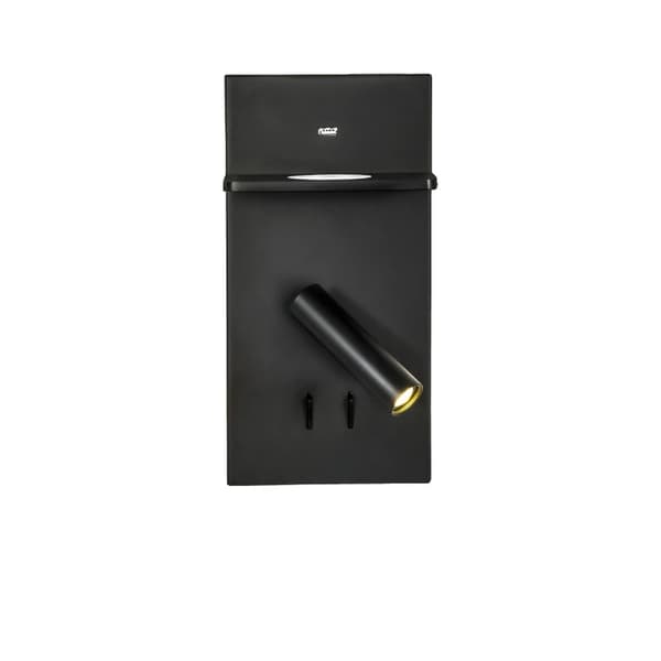Sängbord LED-lampa, dimbar, väggmonterad,varmt ljus, En svart