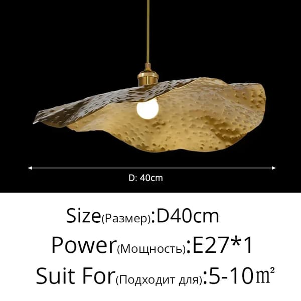 Pendellampe, E27 sokkel, metalskærm, lotusbladdesign,Dia40cm, Varmt lys