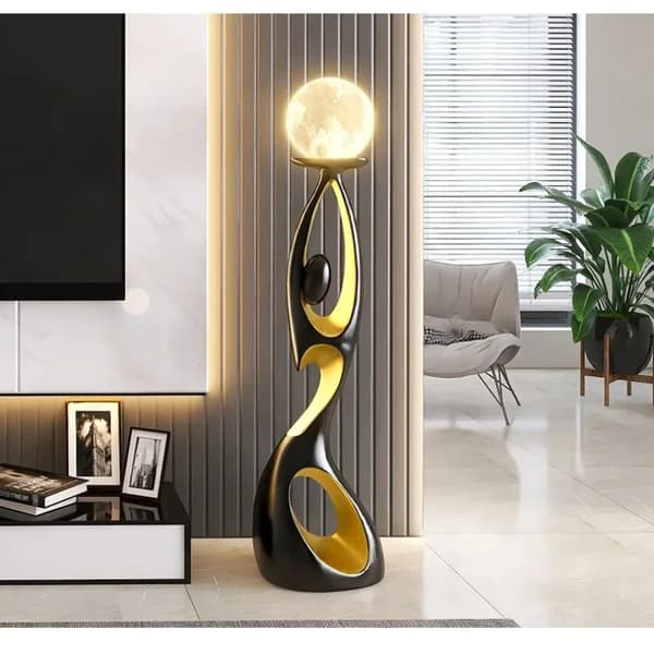 Golvlampa, Modern stil, LED-ljuskälla, Resinmaterial,Svart med ljus