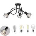 Miniatyrbild 1 av 2: Taklampa, Industriell Stil, 3-Ljuskälla Design, Lämplig för E14 Glödlampor,Ingen lampa, svart