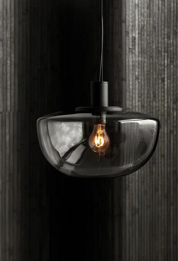 Pendellampe, Ledningpendel, Moderne Stil,Røggrå, Diameter 35cm, Varmt lys