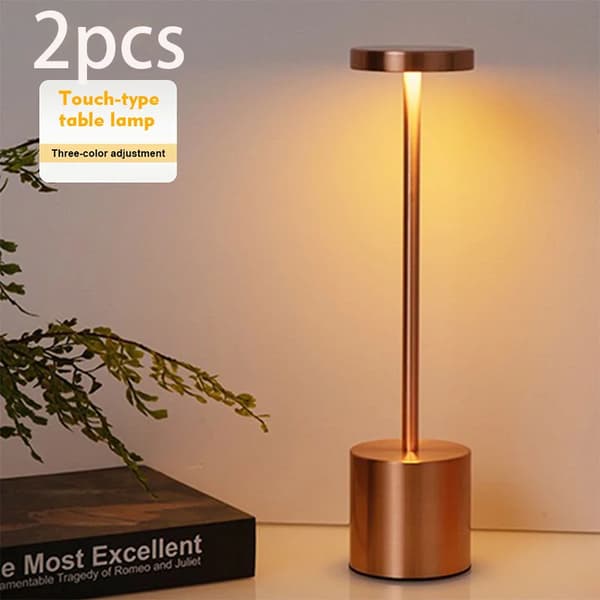 LED Bordslampa, Touch-typ, Steglös Dämpning, Tre Färgtemperaturer,Roséguld