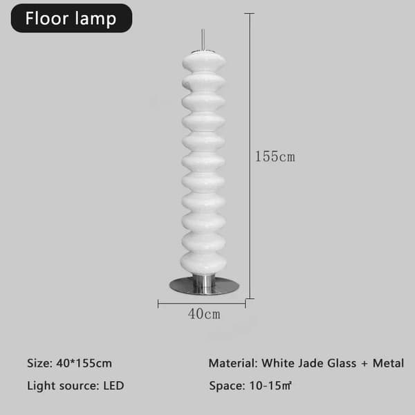 Golvlampa, vit jadeglas, LED-ljuskälla, modern design,golvlampa 155cm, EU-kontakt, Oändlig dimning