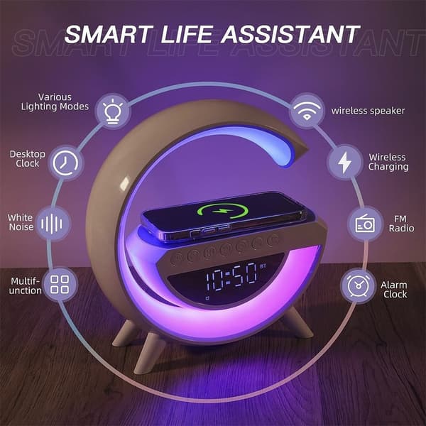 G-ljus - Trådlös RGB-lampa, laddare och Bluetooth-högtalare