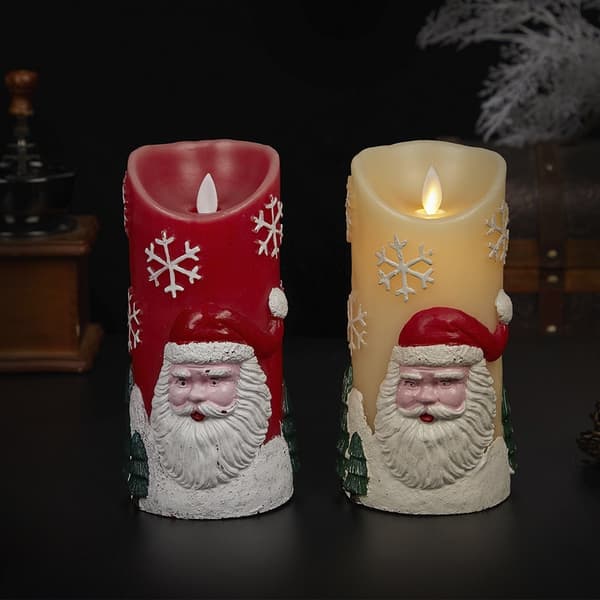 LED-ljusstake med julmotiv - Ø9 x 18 cm - (Röd eller Vit) Röd