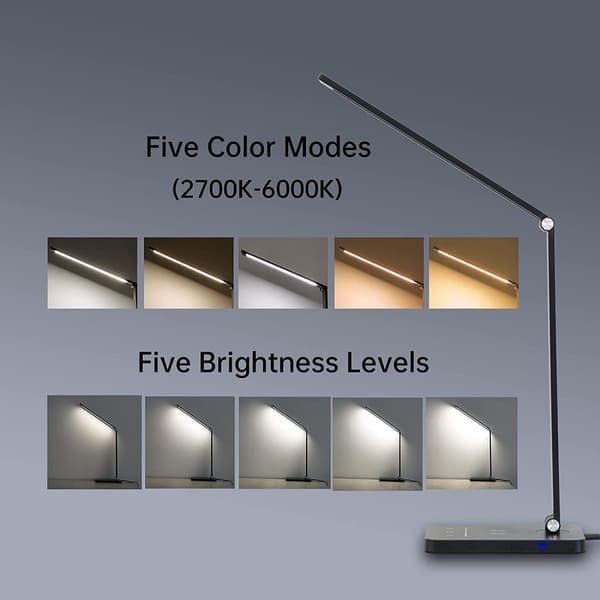 LED bordslampa / hopfällbar lampa med timer och trådlös laddare