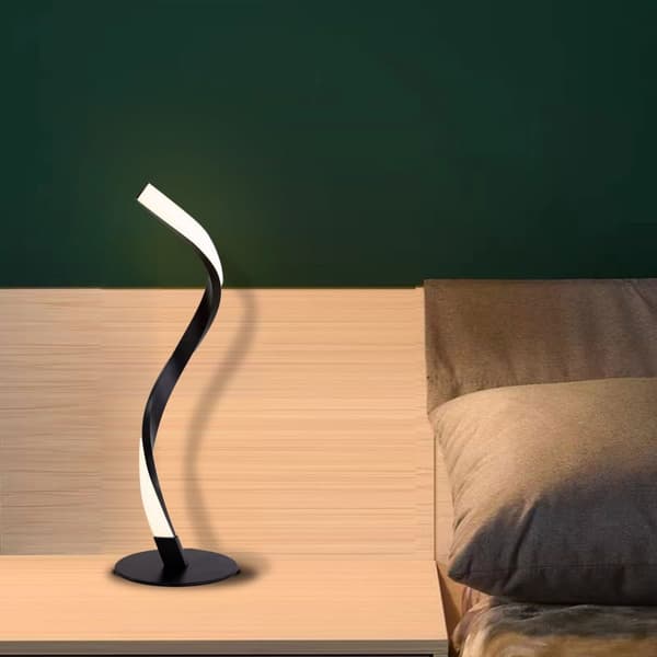 OBOSOE moderne spiralbordlampe med LED, Touch Control, 3 farver og trinløs lysdæmper, natbordslampe til soveværelse og stue