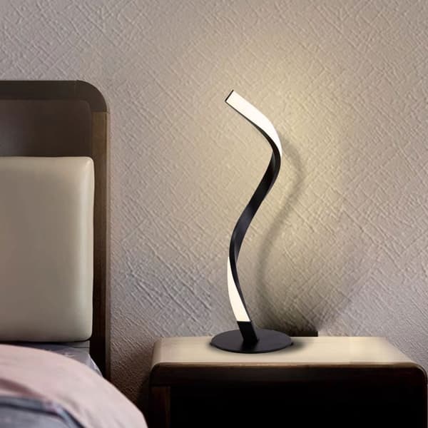 OBOSOE moderne spiralbordlampe med LED, Touch Control, 3 farver og trinløs lysdæmper, natbordslampe til soveværelse og stue