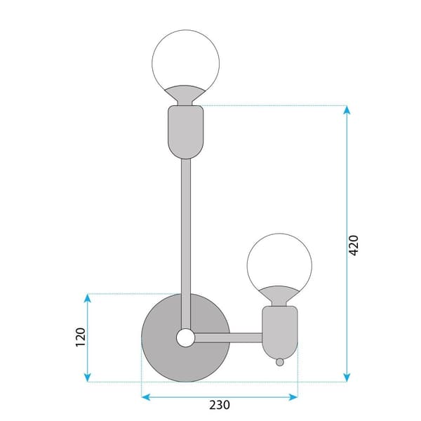 VÄGGLAMPA TOOLIGHT APP1707-2W SVART