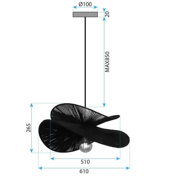 PLAFOND LAMPA TOOLIGHT APP1828-1CP NATUR SVART
