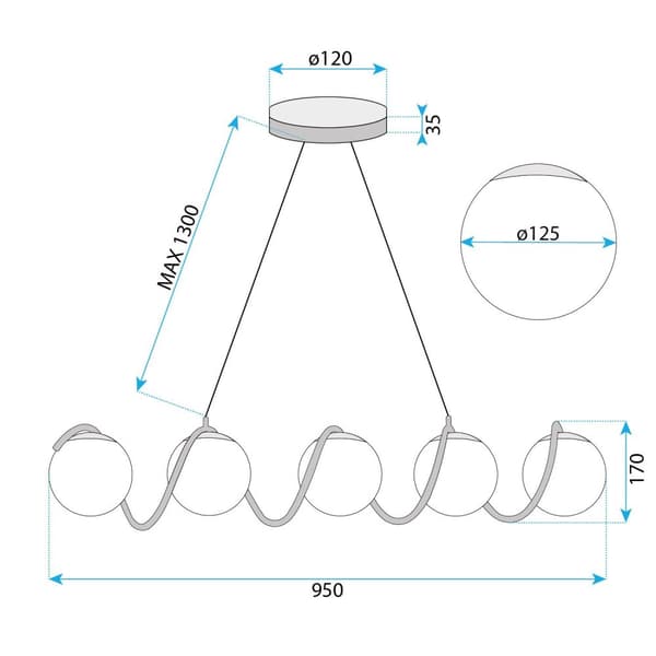 HÄNGANDE TAKLAMPA TOOLIGHT APP1780-5CP GULD