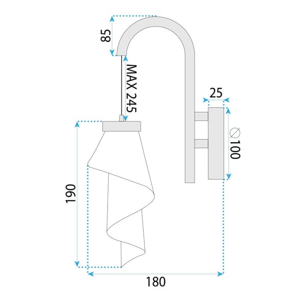 VÄGGLAMPA TOOLIGHT APP1766-1W ROSA GULD