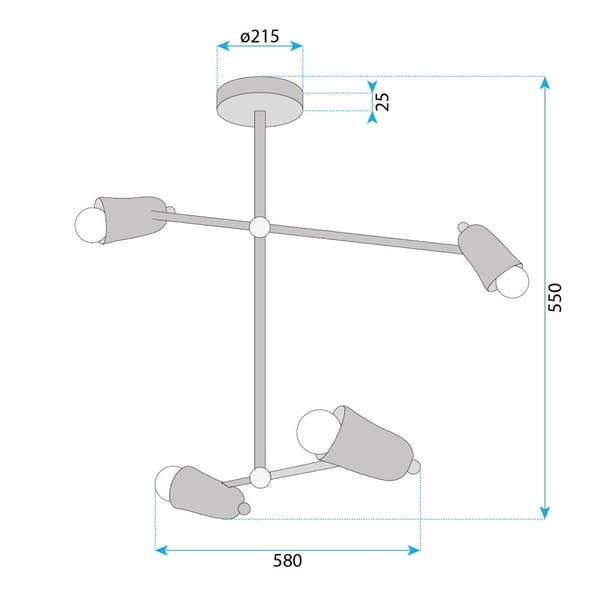 HÄNGANDE TAKLAMPA TOOLIGHT APP1708-4CP SVART GULD