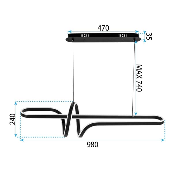 HÄNGANDE TAKLAMPA TOOLIGHT G038-CP SVART