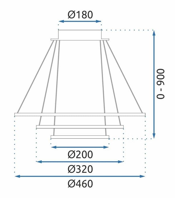HÄNGANDE TAKLAMPA TOOLIGHT G040-3CP SVART