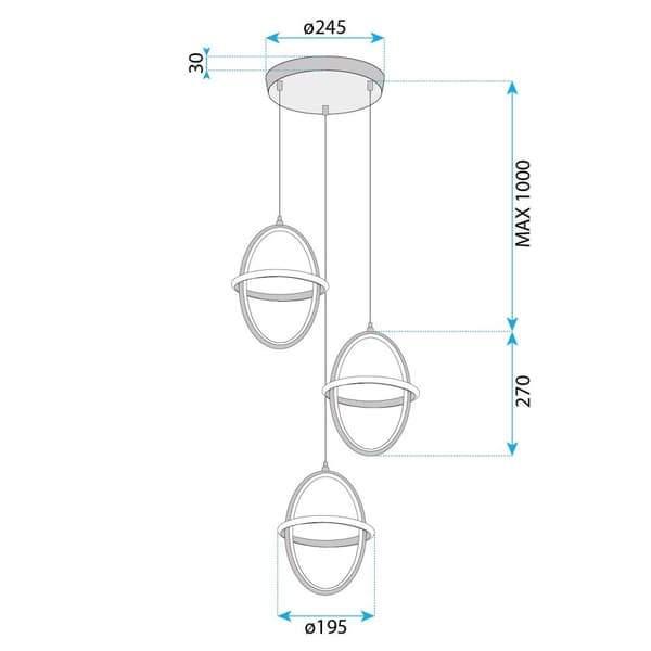 HÄNGANDE TAKLAMPA TOOLIGHT G064-3CPR GULD