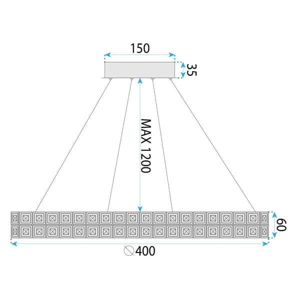 HÄNGANDE TAKLAMPA TOOLIGHT MS004-CP KROM 40CM