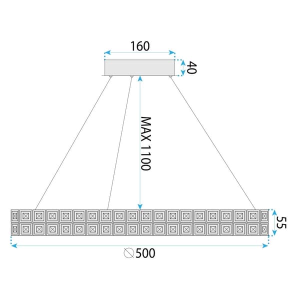 HÄNGANDE TAKLAMPA TOOLIGHT MS005-CP KROM 50CM