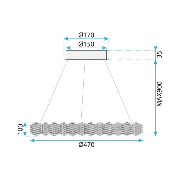 HÆNGELAMPE TOOLIGHT MS016-CP KROM 47CM