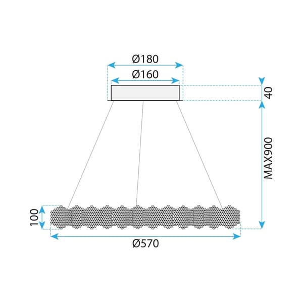 HÄNGANDE TAKLAMPA TOOLIGHT MS017-CP KROM 57CM