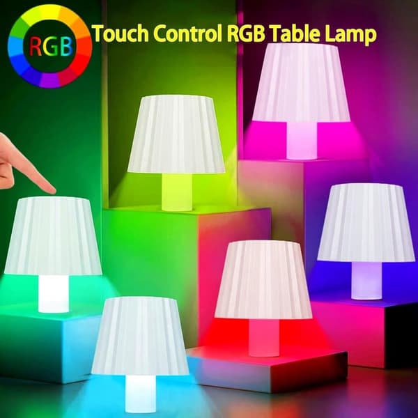 OBOSOE RGB Flasklampa, Trådlös Bordslampa med Dimbart LED, Uppladdningsbar för Inne & Ute