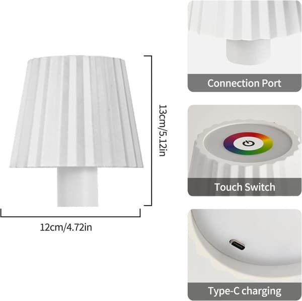 OBOSOE RGB Flasklampa, Trådlös Bordslampa med Dimbart LED, Uppladdningsbar för Inne & Ute