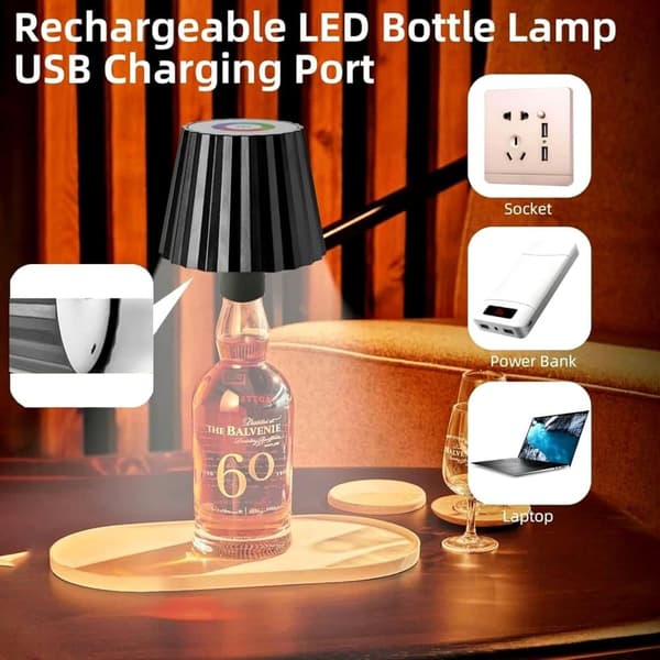 OBOSOE RGB Flasklampa, Trådlös Bordslampa med Dimbart LED, Uppladdningsbar för Inne & Ute
