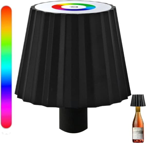 OBOSOE RGB -pullolamppu, langaton pöytävalaisin himmennettävällä LEDillä, ladattava sisä- ja ulkokäyttöön Musta