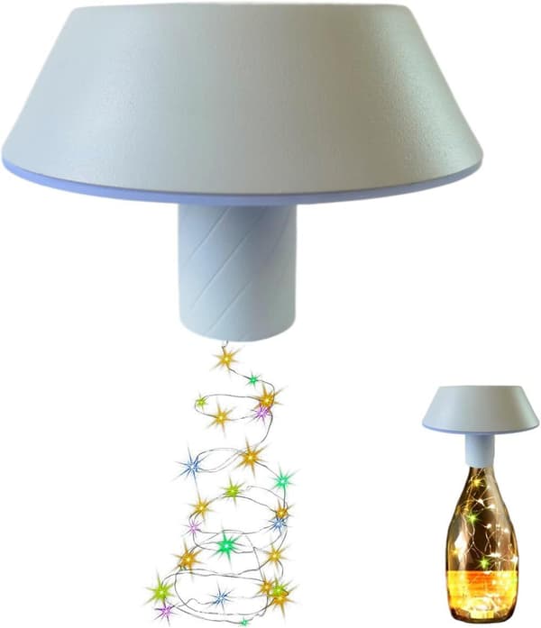 OBOSOE flaskelampe med farvet lyskæde, dæmpbar bordlampe til vinflasker, hjem og bar Hvid
