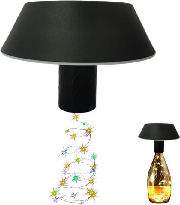 OBOSOE flaskelampe med farvet lyskæde, dæmpbar bordlampe til vinflasker, hjem og bar