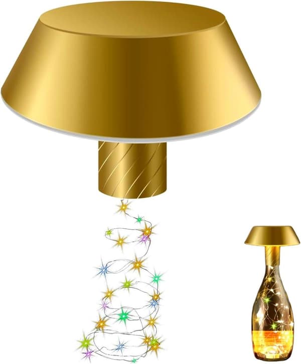 OBOSOE flaskelampe med farvet lyskæde, dæmpbar bordlampe til vinflasker, hjem og bar