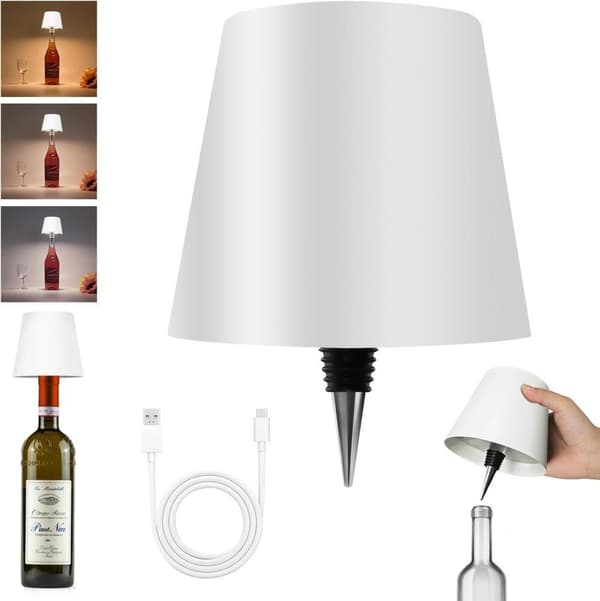 OBOSOE LED-pullolamppu, himmennettävä pöytävalaisin viini- ja viskipulloille, langaton ja ladattava