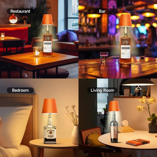 OBOSOE LED-pullolamppu, himmennettävä pöytävalaisin viini- ja viskipulloille, langaton ja ladattava
