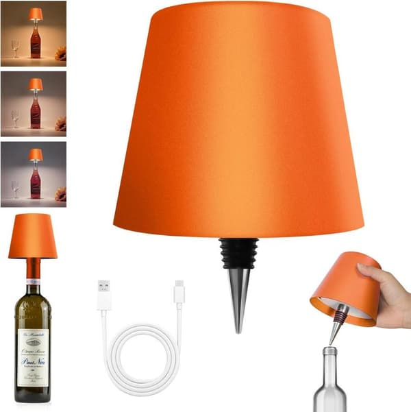 OBOSOE LED-pullolamppu, himmennettävä pöytävalaisin viini- ja viskipulloille, langaton ja ladattava