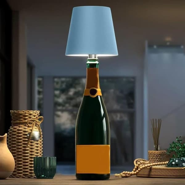 OBOSOE LED-pullolamppu, himmennettävä pöytävalaisin viini- ja viskipulloille, langaton ja ladattava