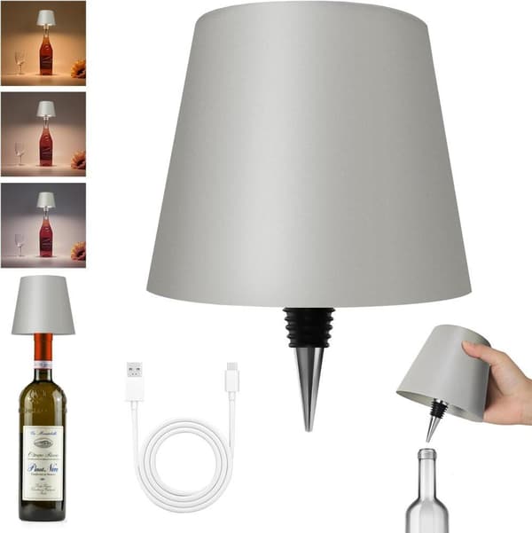 OBOSOE LED-pullolamppu, himmennettävä pöytävalaisin viini- ja viskipulloille, langaton ja ladattava