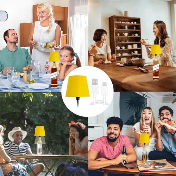 OBOSOE LED-pullolamppu, himmennettävä pöytävalaisin viini- ja viskipulloille, langaton ja ladattava