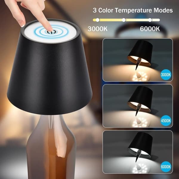 OBOSOE LED-pullolamppu, himmennettävä pöytävalaisin viini- ja viskipulloille, langaton ja ladattava