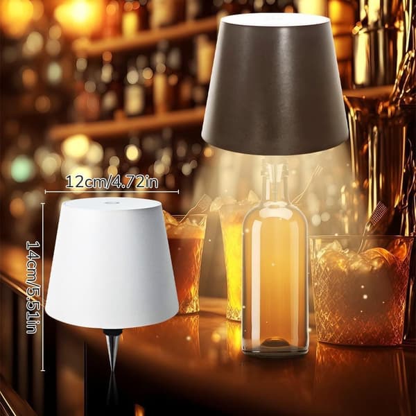 OBOSOE LED-pullolamppu, himmennettävä pöytävalaisin viini- ja viskipulloille, langaton ja ladattava