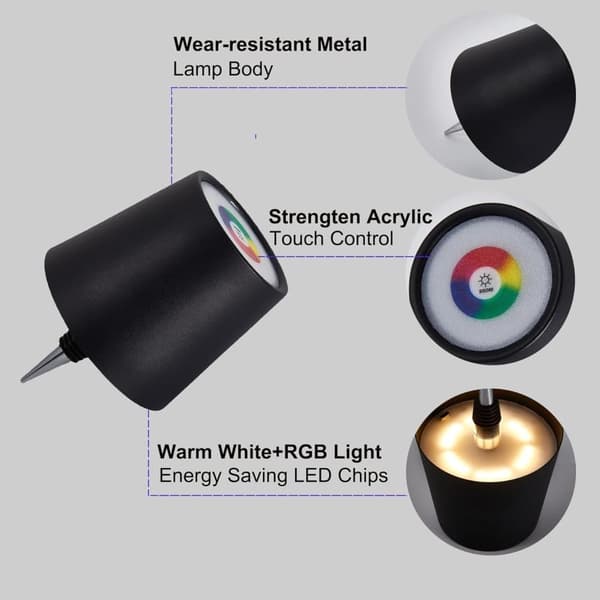 OBOSOE RGB flaskelampe med touch, genopladelig bordlampe til vinflasker, jule- og restaurantindretning