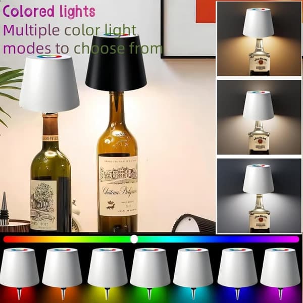 OBOSOE RGB flaskelampe med touch, genopladelig bordlampe til vinflasker, jule- og restaurantindretning