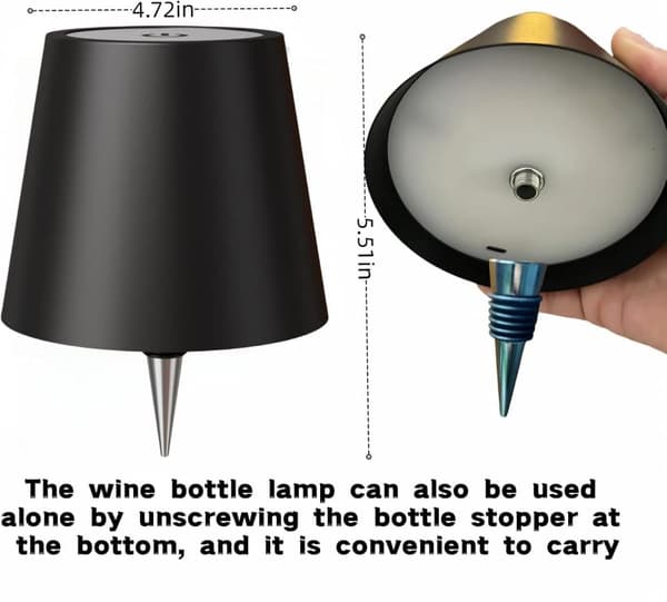 OBOSOE RGB flaskelampe med touch, genopladelig bordlampe til vinflasker, jule- og restaurantindretning