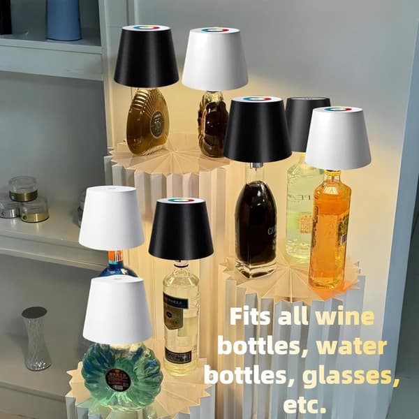 OBOSOE RGB flaskelampe med touch, genopladelig bordlampe til vinflasker, jule- og restaurantindretning
