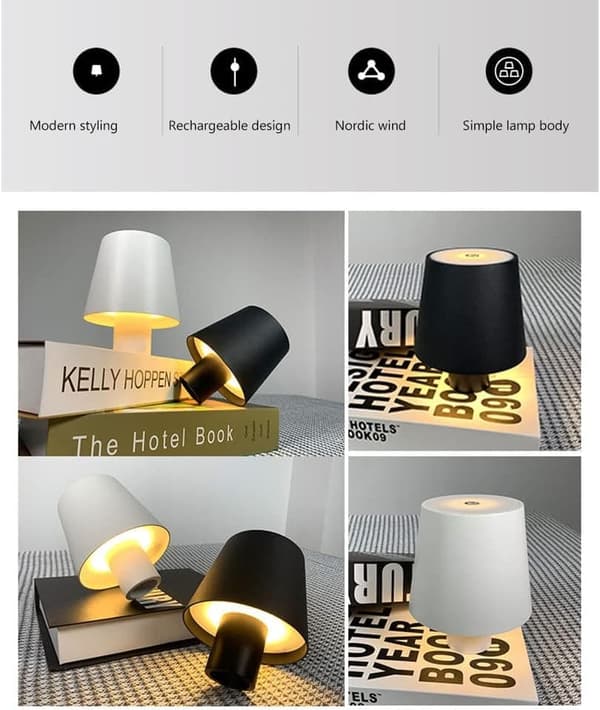 OBOSOE vinflaskelampe LED Touch, genopladelig bordlampe til bar, klub og dekoration